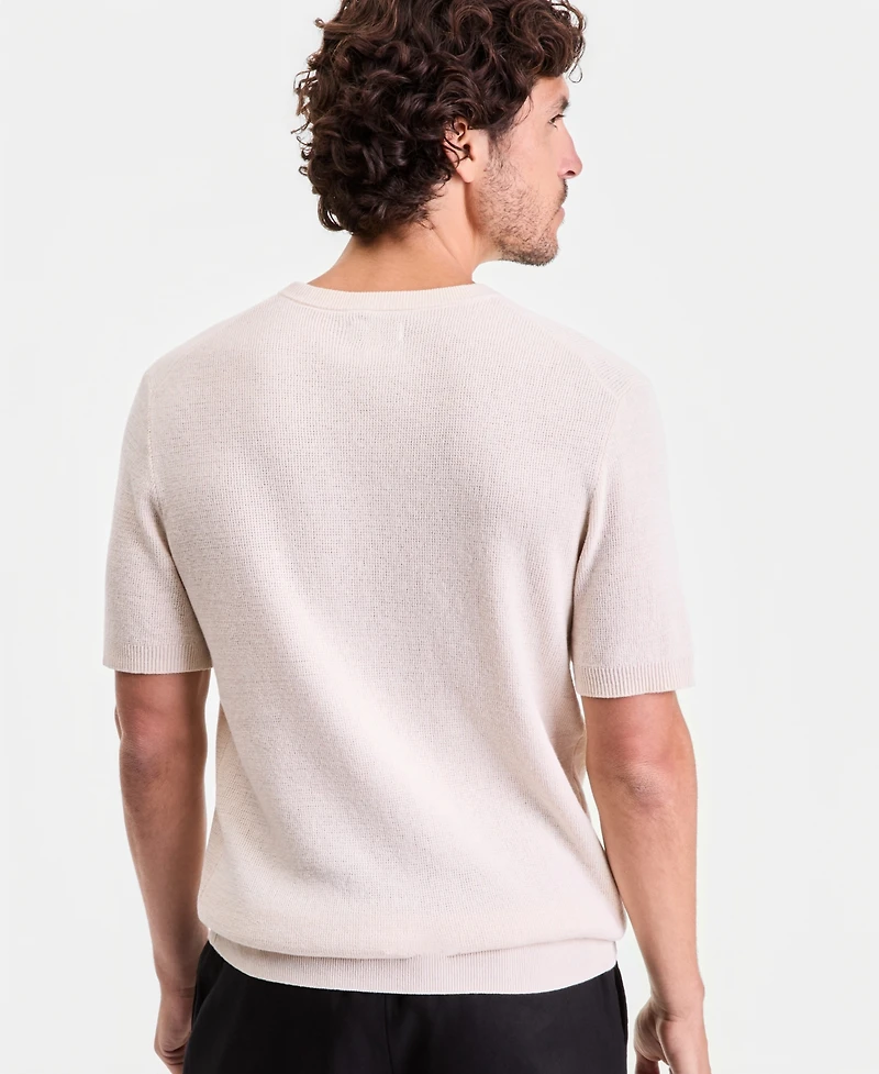 Alfani Men's Short-Sleeve Linen-Blend Crewneck Sweater, Macy's Exclusive