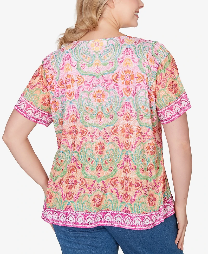 Ruby Rd. Plus Floral Damask Print Knit Top