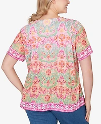 Ruby Rd. Plus Floral Damask Print Knit Top