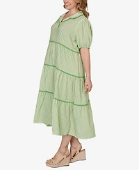 Ruby Rd. Plus Textured Stripe Tiered Maxi Dress