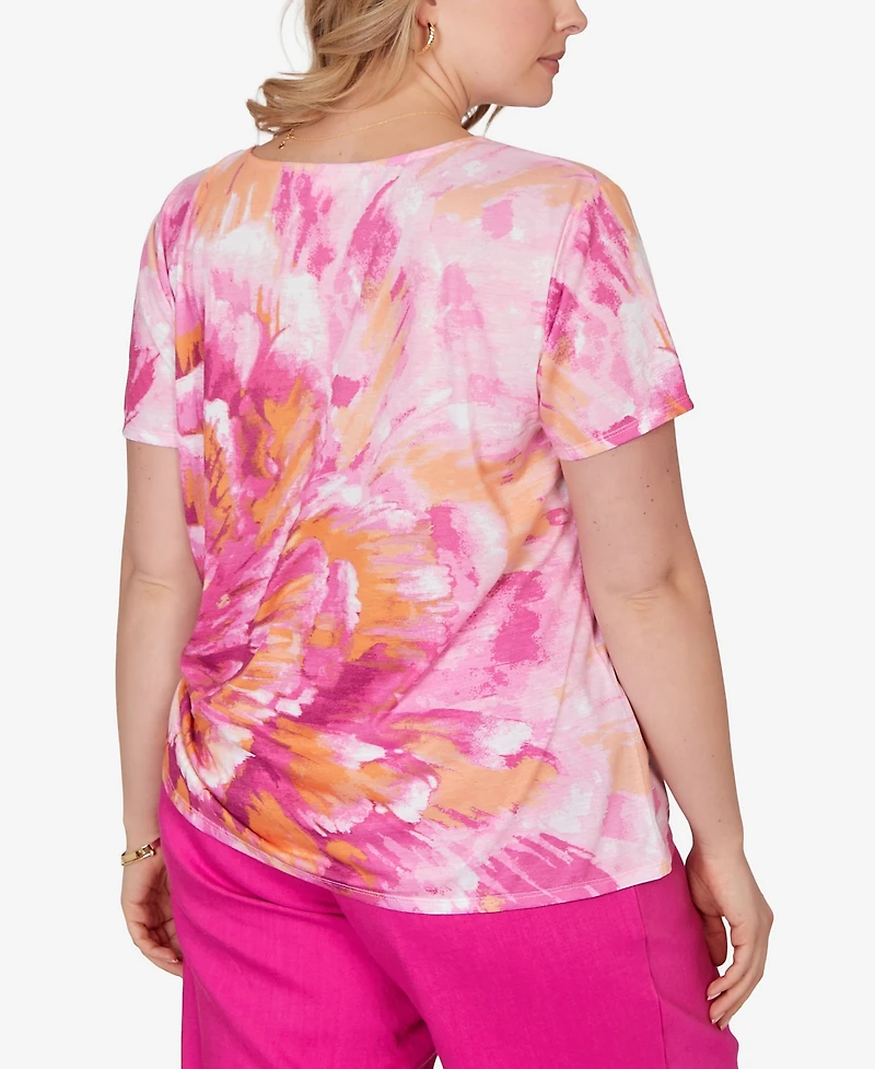 Ruby Rd. Plus Bold Watercolor Floral Knit Top