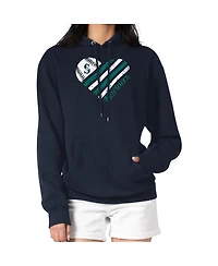 G-iii 4Her by Carl Banks Women's Navy Seattle Mariners Heart Fleece Pullover Hoodie