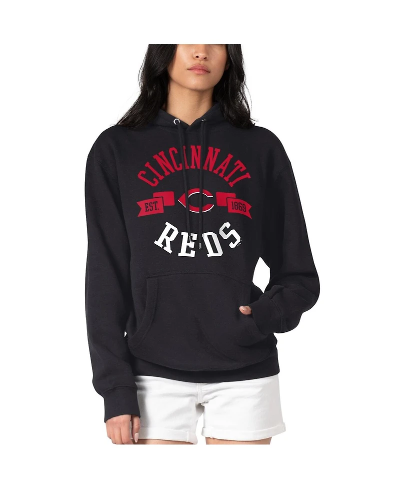 G-iii 4Her by Carl Banks Women's Black Cincinnati Reds City Graphic Pullover Hoodie