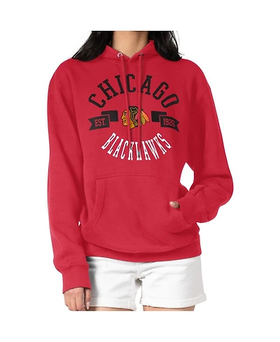G-iii 4Her by Carl Banks Women's Red Chicago Blackhawks City Graphic Fleece Pullover Hoodie