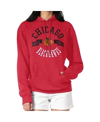 G-iii 4Her by Carl Banks Women's Red Chicago Blackhawks City Graphic Fleece Pullover Hoodie
