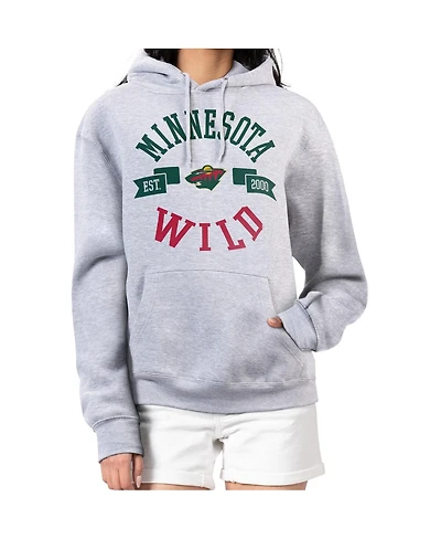 G-iii 4Her by Carl Banks Women's Heather Gray Minnesota Wild City Graphic Fleece Pullover Hoodie