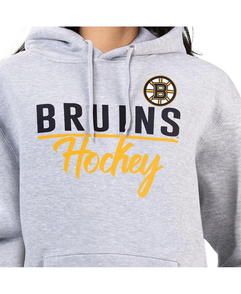 G-iii 4Her by Carl Banks Women's Heather Gray Boston Bruins Team Sport Tri-Blend Fleece Hoodie