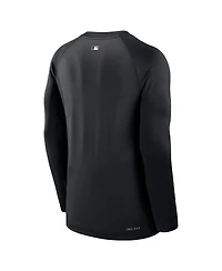 Nike Men's Black New York Mets Authentic Collection Game Time Raglan Dri-fit Long Sleeve T-Shirt