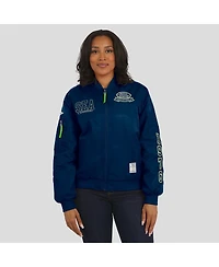 Wear by Erin Andrews Women's College Navy Seattle Seahawks Patch Full-Zip Bomber Jacket