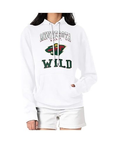 G-iii 4Her by Carl Banks Women's White Minnesota Wild Team Logo Tri-Blend Fleece Pullover Hoodie