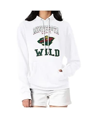 G-iii 4Her by Carl Banks Women's White Minnesota Wild Team Logo Tri-Blend Fleece Pullover Hoodie