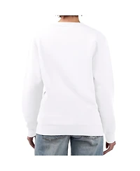 G-iii 4Her By Carl Banks Women's White Boston Celtics Flowers Team Logo Graphic Fleece Crewneck Pullover Sweatshirt