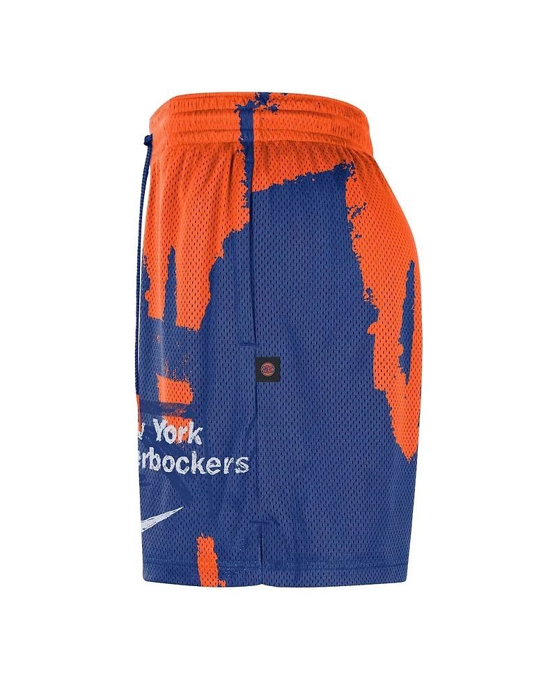 Nike Men's Blue/Orange New York Knicks Courtside Club Dri-fit Practice Shorts