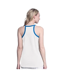 G-iii 4Her By Carl Banks Women's White Dallas Mavericks Curveball Racerback Scoop Neck Slub Tank Top