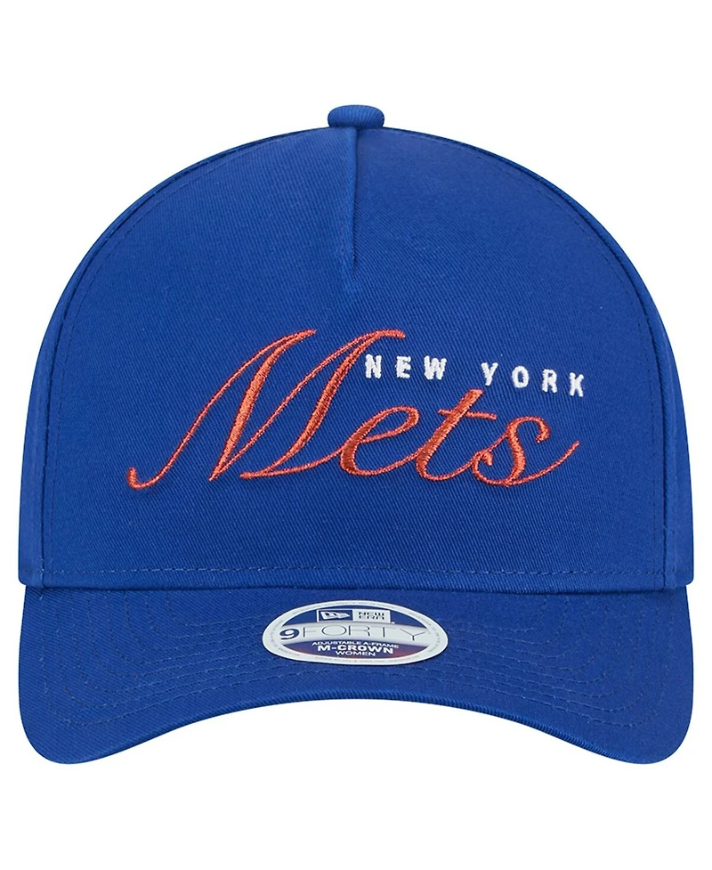 New Era Women's Royal New York Mets Metallic A-Frame 9FORTY Adjustable Hat