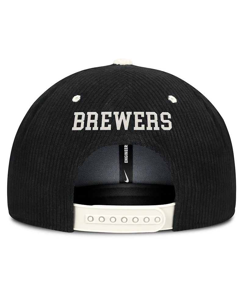 Nike Men's Black Milwaukee Brewers Pro Corduroy Structured Snapback Hat