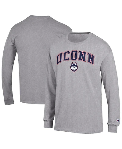 Champion Men's Champion Heather Gray UConn Huskies Arch Over Logo Long Sleeve T-Shirt