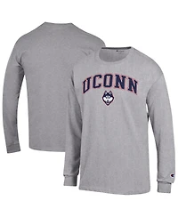 Champion Men's Champion Heather Gray UConn Huskies Arch Over Logo Long Sleeve T-Shirt