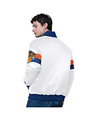Starter Men's White New York Knicks Triple Option Varsity Full-Snap Satin Jacket