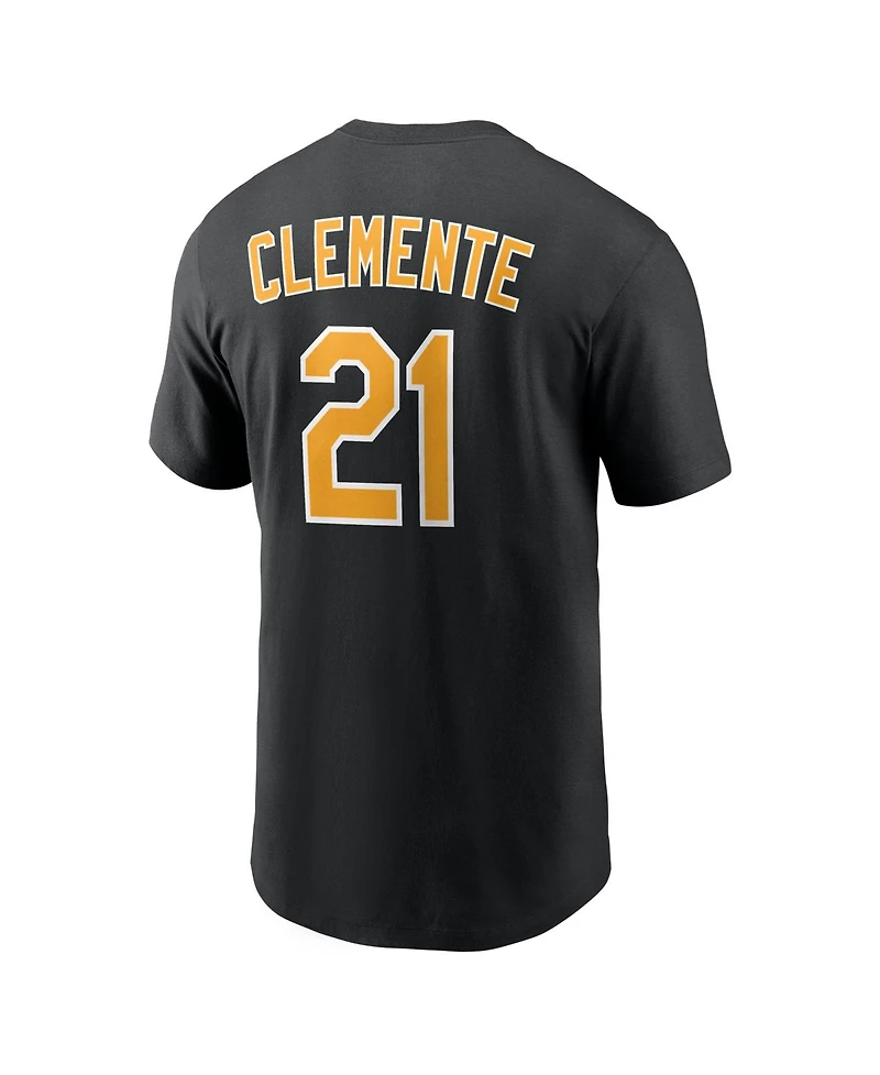 Nike Men's Roberto Clemente Black Pittsburgh Pirates Cooperstown Collection Name Number T-Shirt