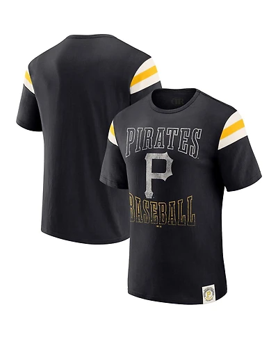 Darius Rucker Collection By Fanatics Men's Black Pittsburgh Pirates Distressed Sleeve Stripe T-Shirt