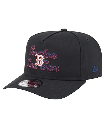 New Era Men's Black Boston Red Sox Chainstitch 9FIFTY A-Frame Snapback Hat