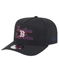 New Era Men's Black Boston Red Sox Chainstitch 9FIFTY A-Frame Snapback Hat
