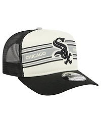 New Era Men's Cream/Black Chicago White Sox Banner A-Frame 9FIFTY Trucker Snapback Hat
