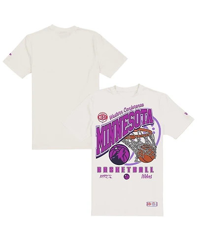 New Era Men's Cream Minnesota Timberwolves Oversized City Edition Remix Vintage T-Shirt