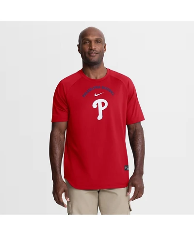 Nike Men's Red Philadelphia Phillies Authentic Collection Batting Practice Pre-Game Raglan Dri-fit T -Shirt
