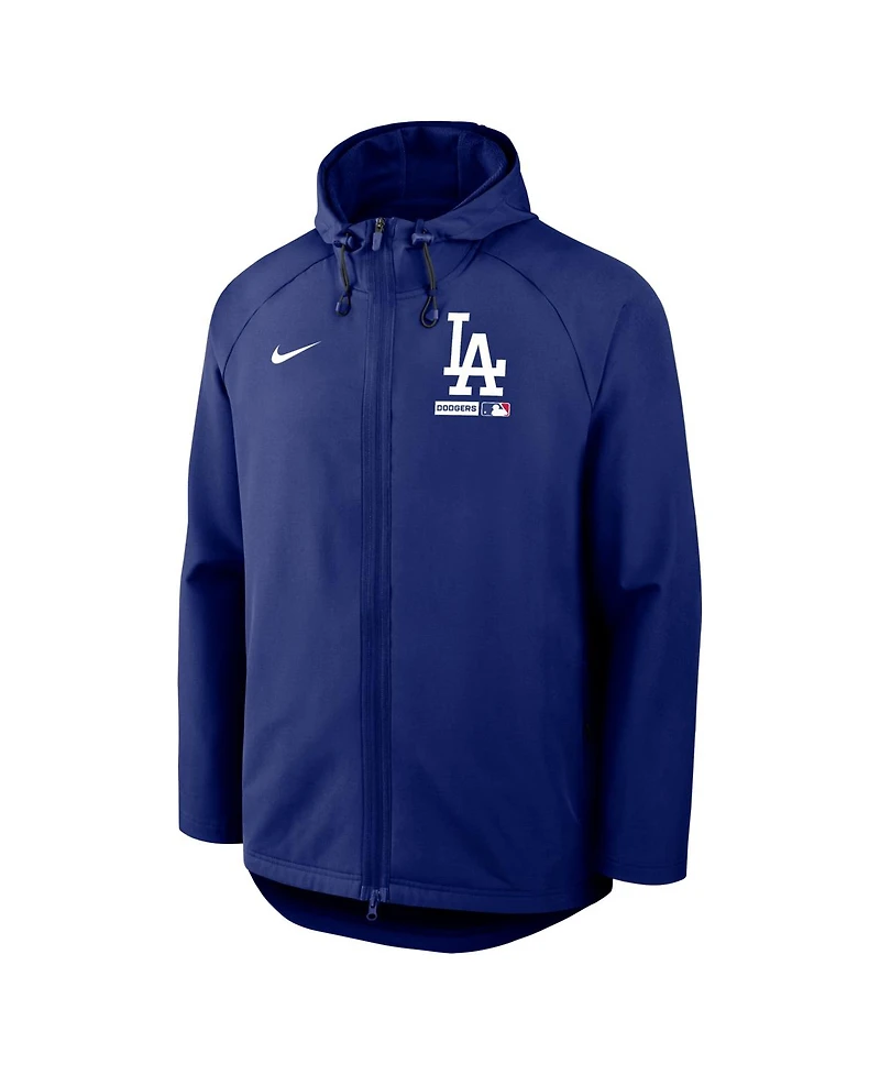 Nike Men's Royal Los Angeles Dodgers Authentic Collection Raglan Therma-fit Full-Zip Hooded Jacket
