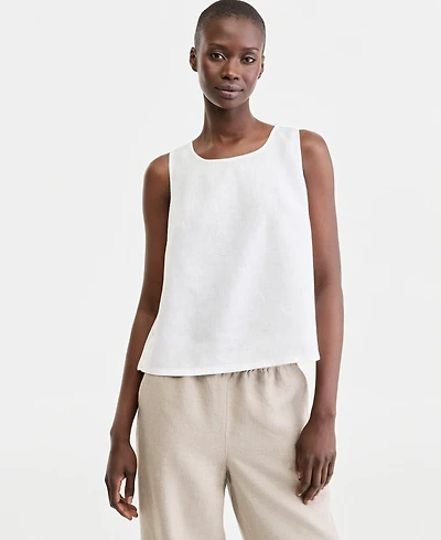 Charter Club Women's 100% Linen Pleated-Back Sleeveless Top, Macy's Exclusive
