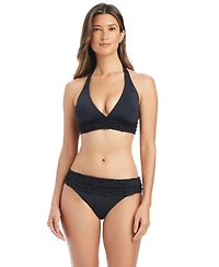 Bleu by Rod Beattie Women's Rufflicious Halter Neck Swim Bikini Top