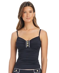 Bleu by Rod Beattie Women's Button-Detail Swim Tankini Top