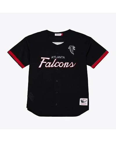Mitchell & Ness Men's Black Atlanta Falcons Head Coach Mesh Full-Button Fashion Jersey