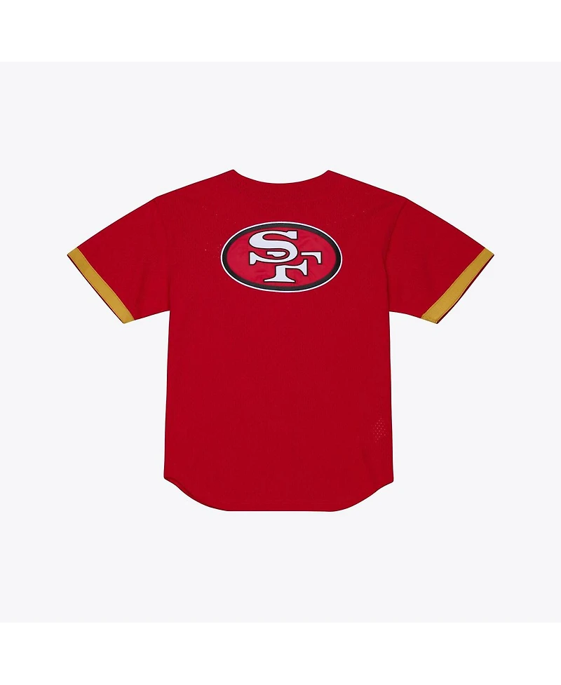 Mitchell & Ness Men's Scarlet San Francisco 49ers Head Coach Mesh Full-Button Fashion Jersey