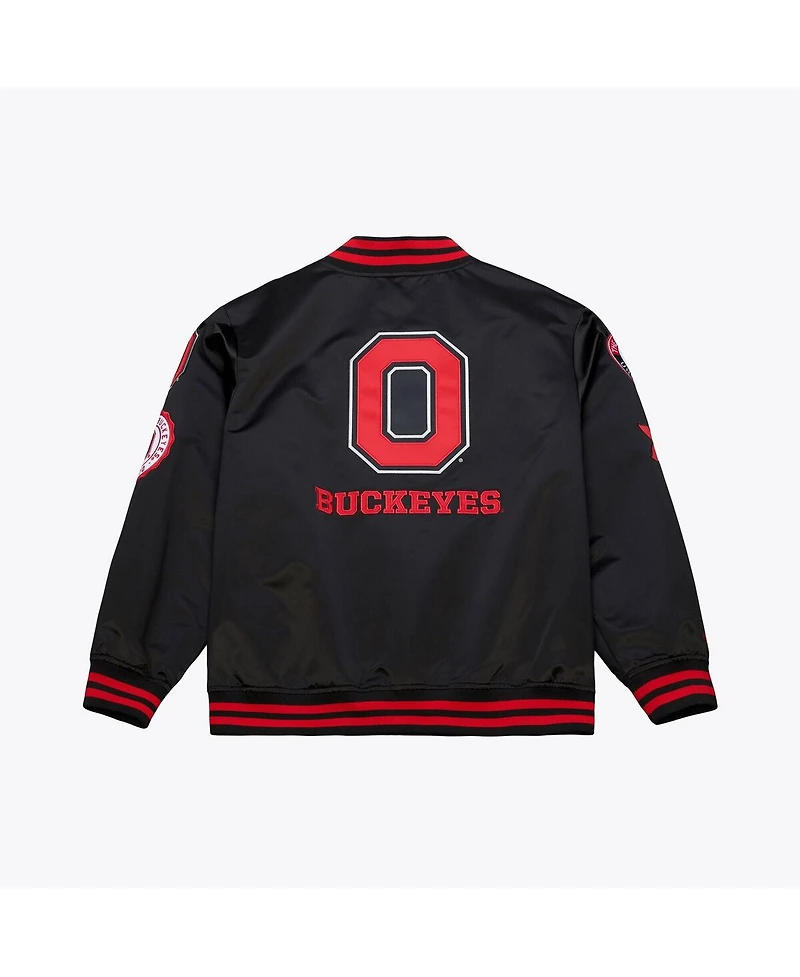 Mitchell Ness Men's Black Ohio State Buckeyes Double Clutch Lightweight Satin Full-Snap Jacket