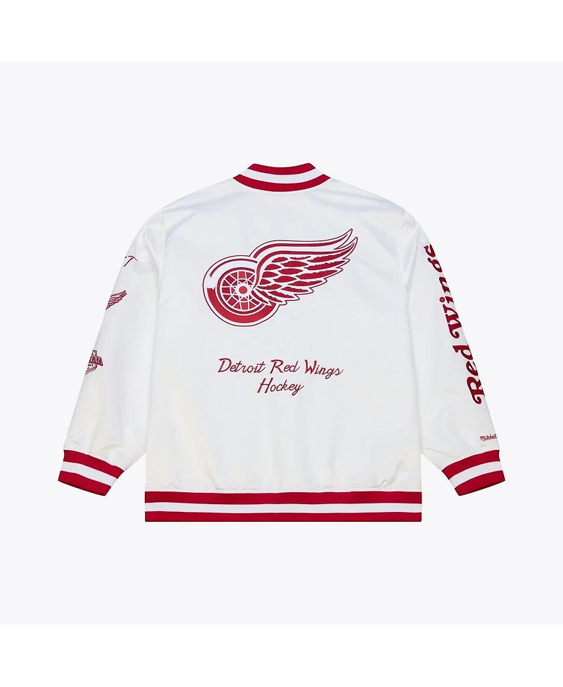 Mitchell & Ness Men's White Detroit Red Wings Arctic Lightweight Satin Full-Snap Jacket