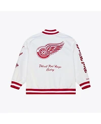 Mitchell & Ness Men's White Detroit Red Wings Arctic Lightweight Satin Full-Snap Jacket