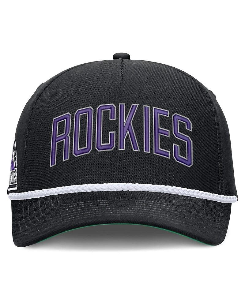 Nike Men's Black Colorado Rockies Cooperstown Collection Rise Adjustable Hat