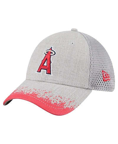New Era Men's Gray Los Angeles Angels Visor Paint Splatter 39THIRTY Flex Hat