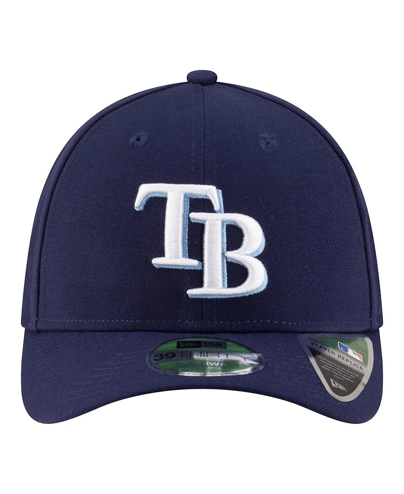 New Era Men's Navy Tampa Bay Rays Player Replica 39THIRTY M-Crown Flex Hat