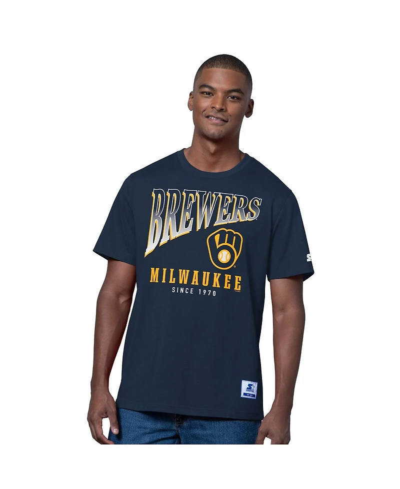 Starter Men's 2-Pack Navy/Heather Gray Milwaukee Brewers T-Shirt Set