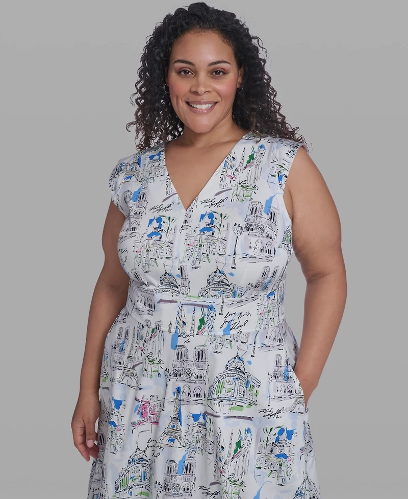 Karl Lagerfeld Paris Plus Sleeveless V-Neck Midi Dress