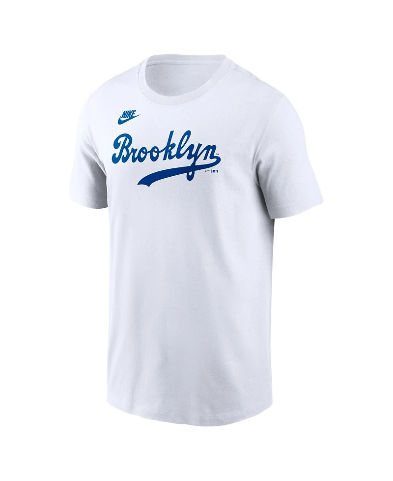 Nike Men's White Brooklyn Dodgers Cooperstown Collection Wordmark T-Shirt