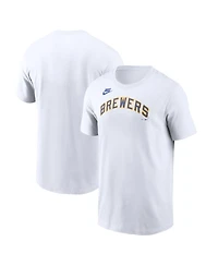 Nike Men's White Milwaukee Brewers Cooperstown Collection Wordmark T-Shirt