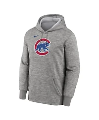 Nike Men's Heather Gray Chicago Cubs Primary Logo Therma Hoodie