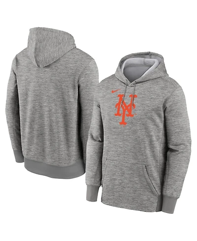 Nike Men's Heather Gray New York Mets Primary Logo Therma Hoodie