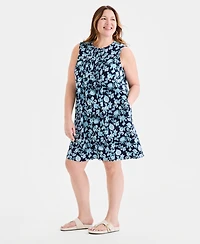 Style & Co Plus Pintucked Sleeveless Henley Dress, Macy's Exclusive