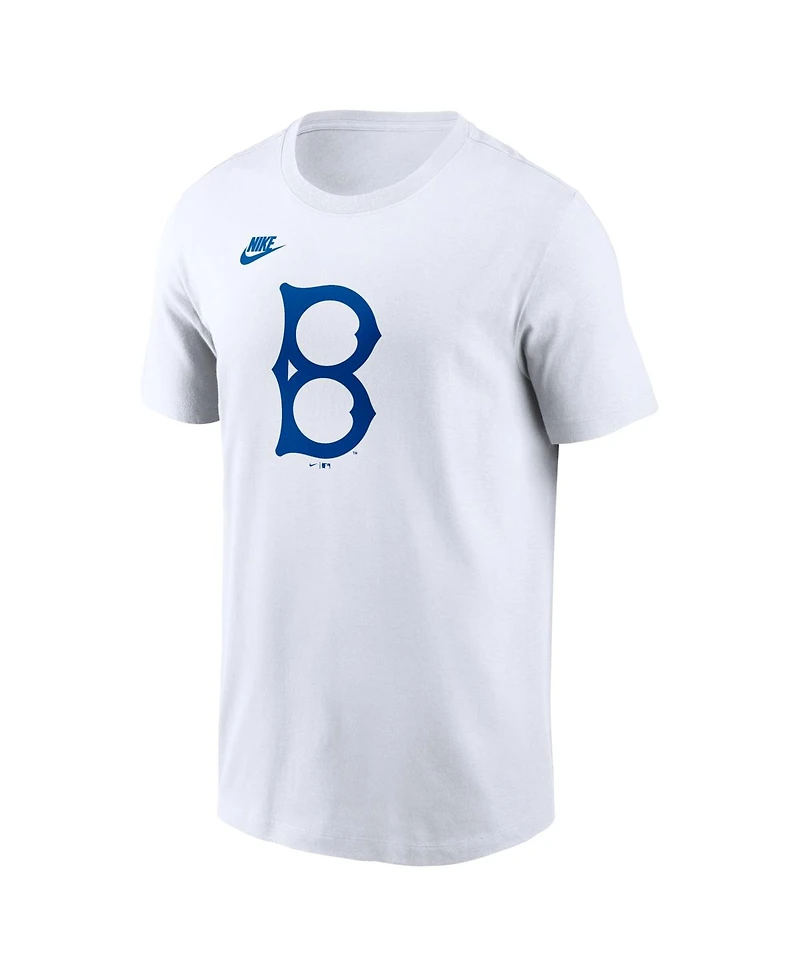 Nike Men's White Brooklyn Dodgers Cooperstown Collection Logo T-Shirt